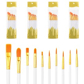 Bouiexye White Paint Brushes Set 50 Pcs Watercolor Brushes for Acrylic Painting Oil Miniature Detail Depiction Artist Professional Painting Set