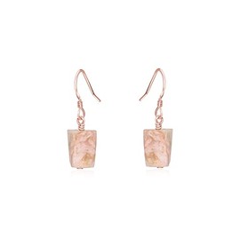 Pink Peruvian Opal Raw Nugget Earrings in 14k Rose Gold Fill