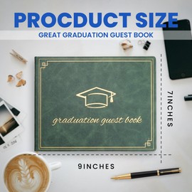 Rolarhola 2025 Graduation Guest Book - Elegant 7x9 Inch Green, Graduation Memory Book 2025 with Premium 120 Pages, 2025 Graduation Guest Sign in Book for College Graduates (Classic Graduation Gift)