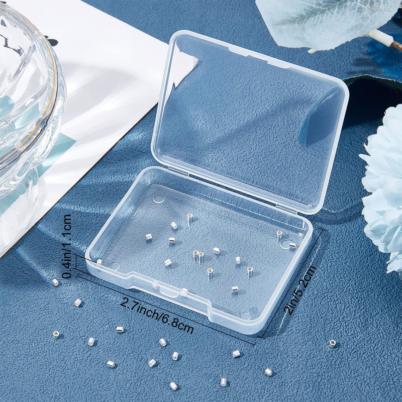 Beebeecraft 1 Box 50Pcs Crimp Tube Beads 925 Sterling Silver
