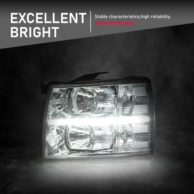 ALLGOOD LED DRL Headlight Assembly Front Headlamp Compatible with 2007-2013