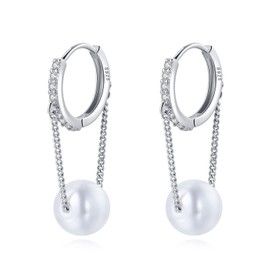 SLUYNZ Sterling Silver Butterfly Drop Dangle Small Hoop Earrings Chain for Women Teens CZ Butterfly Hoop Earrings Huggie, Sterling Silver, Cubic Zirconia