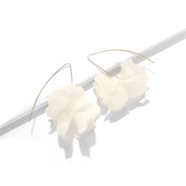 Boho Rose Flower Petal Acrylic Earrings Bohemian Exaggerated Resin Tiered Big Pink Flowers Long Floral Tassel Dangle Drop Earrings for Women Wedding Bridal Holiday Birthday Prom Party Jewelry Gifts (White)