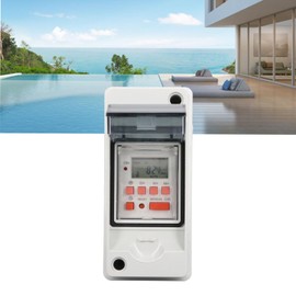 7 Day Programmable Timer Switch, Automatic On Off, Up to 28 On Off Schedules, LCD Display Digital Timer Switch, for Outdoor Indoor Appliances, with Waterproof Box