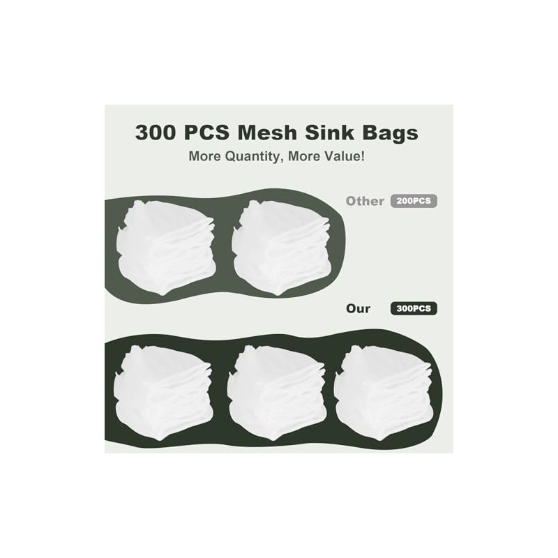 300 PCS Kitchen Sink Strainer Mesh Bag, Small Disposable Mesh