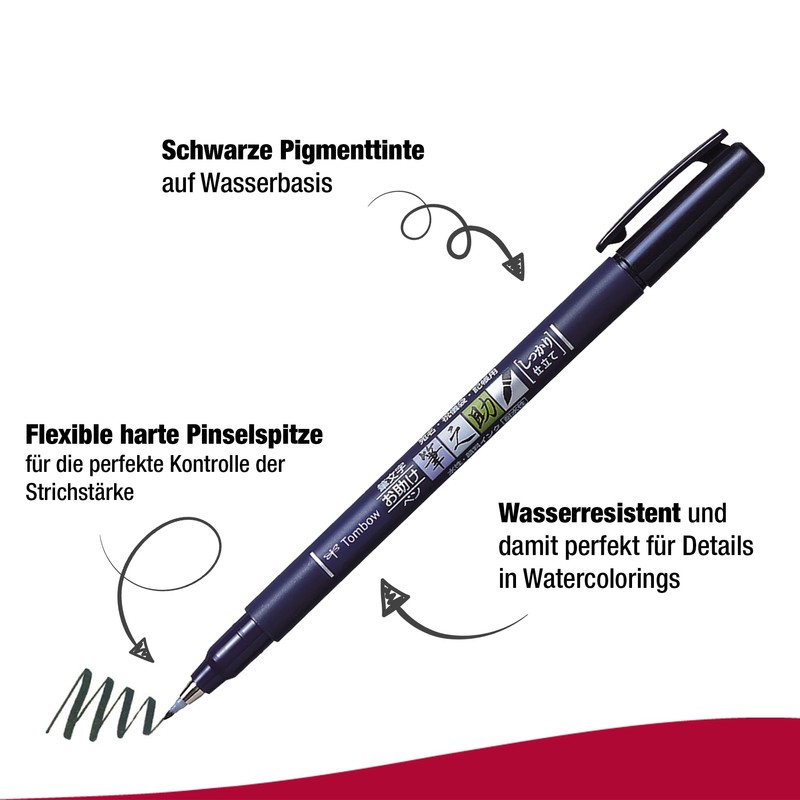 Tombow Fudenosuke Triology Set + Fudenosuke Twin Elastic Brush Tip