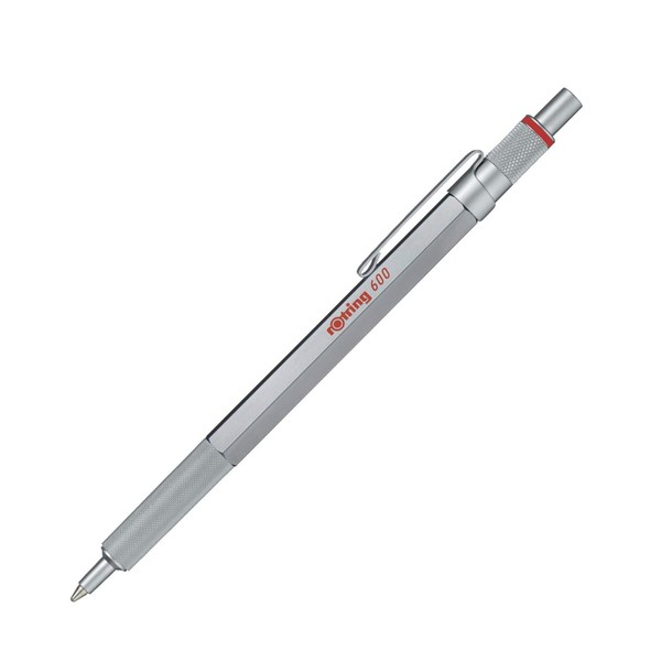 rOtring 600 Ballpoint Pen, Medium Point, Black Ink, Silver Barrel, Refillable, 1 Count (Pack of 1)