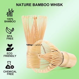 HMAZAE Matcha Whisk, 2-Pack Handmade Matcha Set Accessory Traditional Japanese Chasen, 100-Prong Bamboo Matcha Stirrer Wisk Mixer Brush for Making Ceremonial Macha Tea