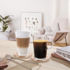 OGANAZI Set of 5 Modern Clear Coaster, Clear Glass Coasters for Drinks Crystal Coasters Round Cup Coaster Coffee Table Decor for Office, Kitchen, Bar, Dining Room, Living Room, Patio (Amber)