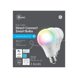 GE (3 bulbs)GE Lighting CYNC Smart LED Light Bulbs, Color Changing, Bluetooth and