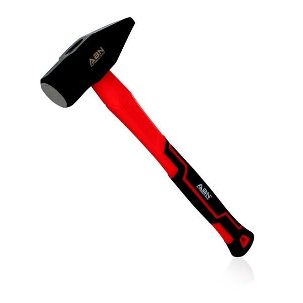 ABN Cross Pein Hammer 3 Pounds - Shock-Absorbing Fiberglass Handle with Textured Cushion Grip for Heavy-Duty Jobs