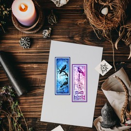 GLOBLELAND Crow Bookmark Clear Stamps Branch Skeleton Bookmark Silicone Stamp Seals Transparent Stamps for DIY Scrapbooking Cards Making Photo Album Journal