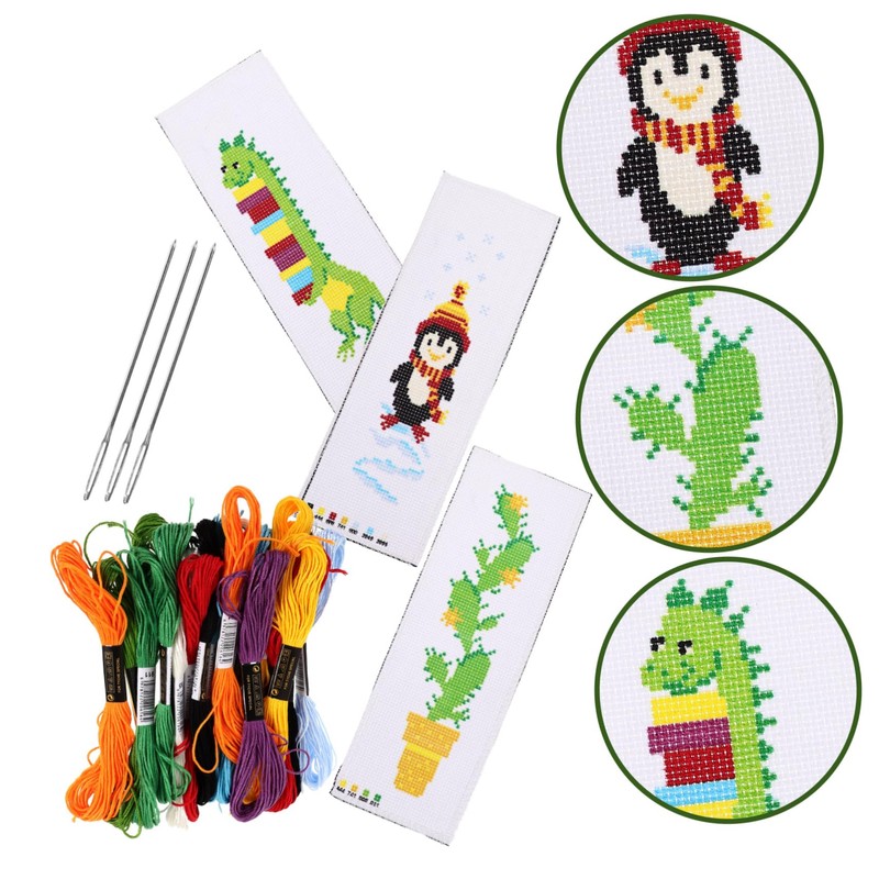 Operitacx 3sets DIY Cross Stitch Bookmark Kits Embroidery Bookmarks with
