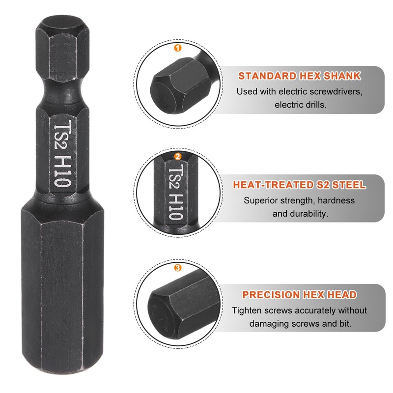 HARFINGTON 1pcs H10 Hex Head Drill Bit Wrench 10mm Metric