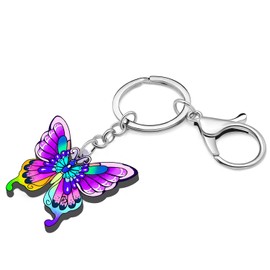 Bonsny Morpho Menelaus - Llaveros de mariposa para mujer, diseño de cartera de coche, anillos, colgantes, Violeta, M