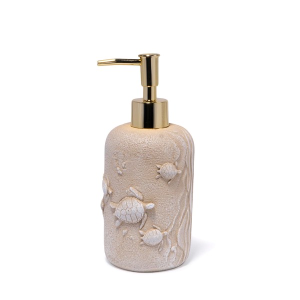 ZAWUU Eco-Friendly Resin Turtle Relief Soap Dispenser with Gold Pump