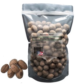 100% Natural Premium Whole Nutmeg Seasoning Spice Kosher Non-GMO Free (1 Lb)