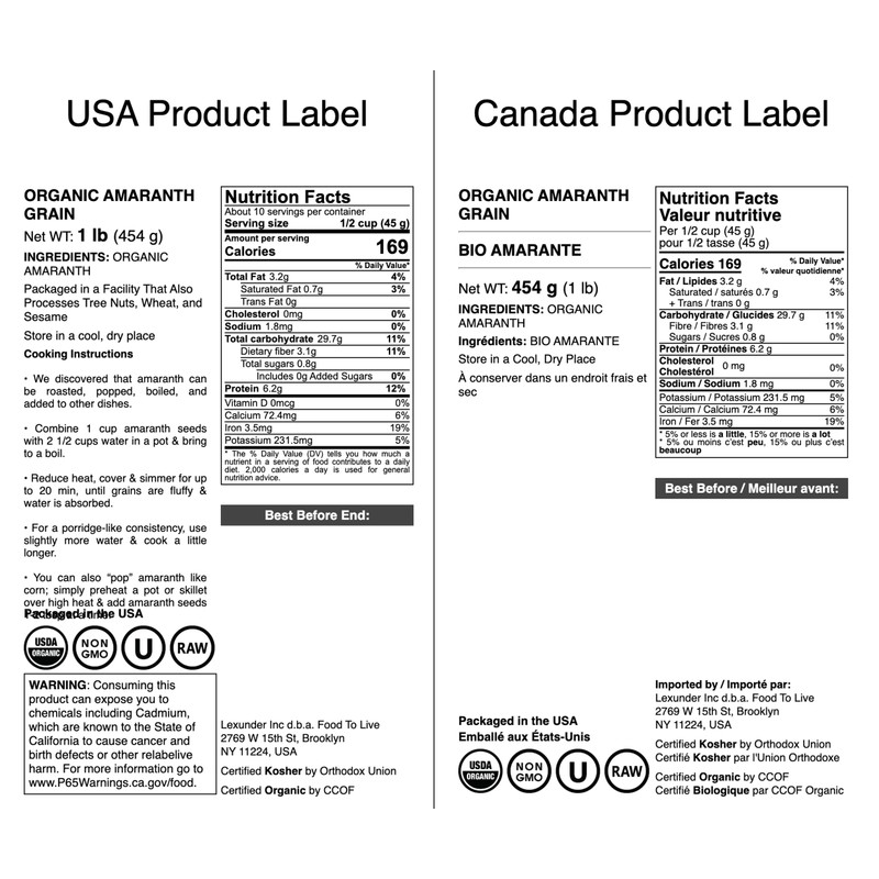 Food to Live Organic Amaranth Grain, 1 Pound – Non-GMO,