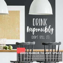 My Vinyl Story - Drink Responsibly - Funny Wall Decal Sticker Quote Art Decor Saying for Home Bar Party Sign Wine Nook Kitchen Drink Station Housewarming Decoration, Removable (Black, 14x10 inches)