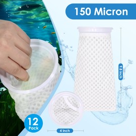 XUANZIKEMAO 12 Pack 4 Inch Filter Sock, 150 Micron, Ring Honeycomb Filter Socks, Filter Socks for Saltwater Aquarium,Freshwater Aquarium Filter Bags, Filter Bags for Fish Tank
