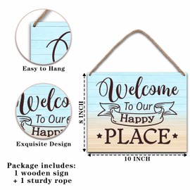 Welcome Beach Summer Wood Sign Decor, Welcome Sign for Front Door Hanging Wall Art, Coastal Beach Holiday Wall Art for Outdoor Bathroom (A24)