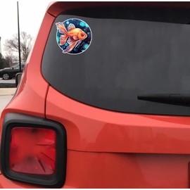 Goldfish In Space Astrophile Unique Vinyl Decal Waterproof Sticker For Car bike, SUV, Truck Helmet, Laptop, Water Bottle, Notebook, Window, Bumper Sticker 5-inch (Design 4)