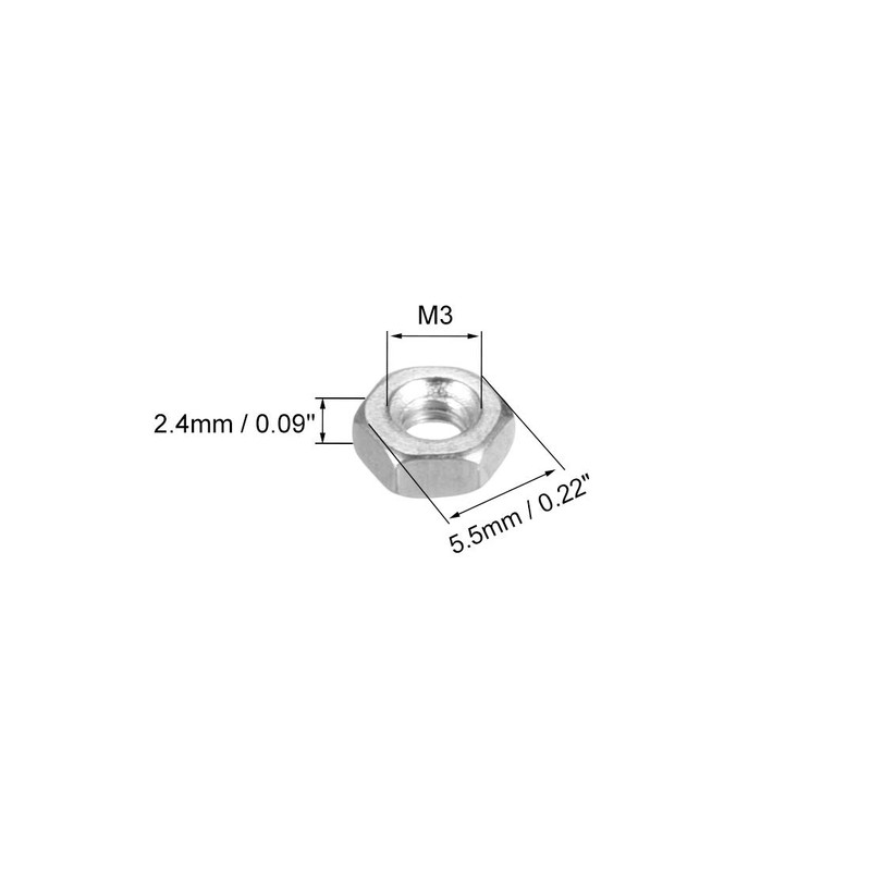 sourcing map Hexagon Nuts M3 x 0.5 mm Metric Coarse
