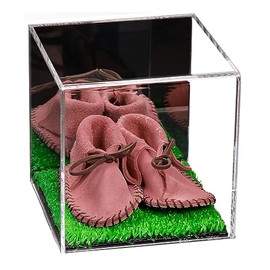 Better Display Cases Acrylic Versatile Display Case - Small Square Box with Mirror Case and Turf Base 5" x 5" x 5" (A081/V24)