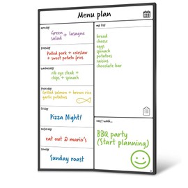 Aswalling Magnetic Whiteboard Fridge Calendar Meal Planner and Shopping List White Board - Memo Board and Family Planner Easy Install