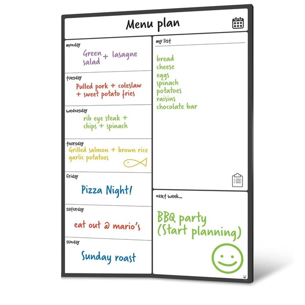 Aswalling Magnetic Whiteboard Fridge Calendar Meal Planner and Shopping List