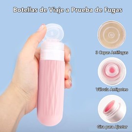 Botellas de Viaje, Botellas de Viaje de Silicona,con bolsa y Etiqueta Recipientes para Viaje, Sin Bpa, a Prueba de Fugas, Kit Viaje Aprobado por TSA, Para Shampoo, Acondicionador (Coloridos, 90ml)