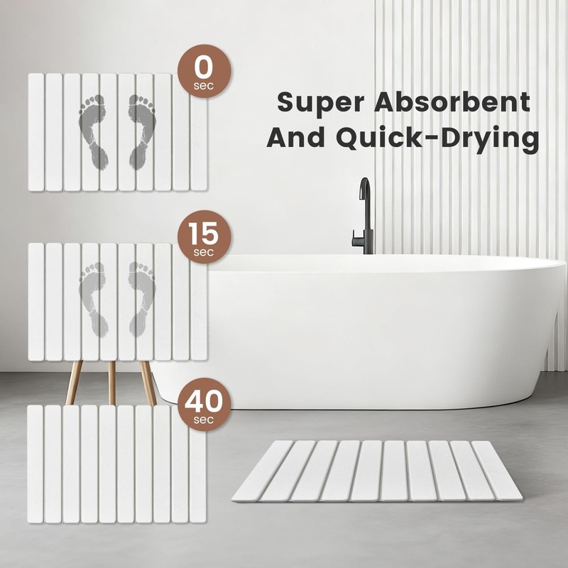 Super Anti-Slip Strong Absorbent Diatomite Pad, Stone Bath Mat 23.6