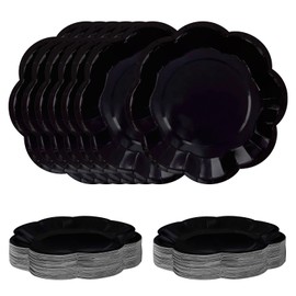 SietDESEO 50 Pieces Black Paper Plates 7 Inch