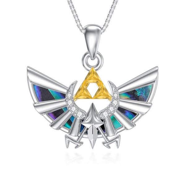 TOUPOP Zelda Necklace Sterling Silver Zelda Pendant Chain with Abalone