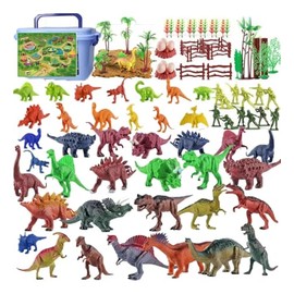RAINBOWSTREET 104PCS Juego de Juguetes de Dinosaurios - Plastic Dinosaur Set, árboles y Rocas, Huevos de Dinosaurio, Dinosaurios realistas, para 12+niños y niñas