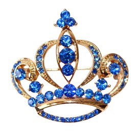 Navachi 18k Gold Plated Multicolor Crystal Royal Crown Brooch Pins