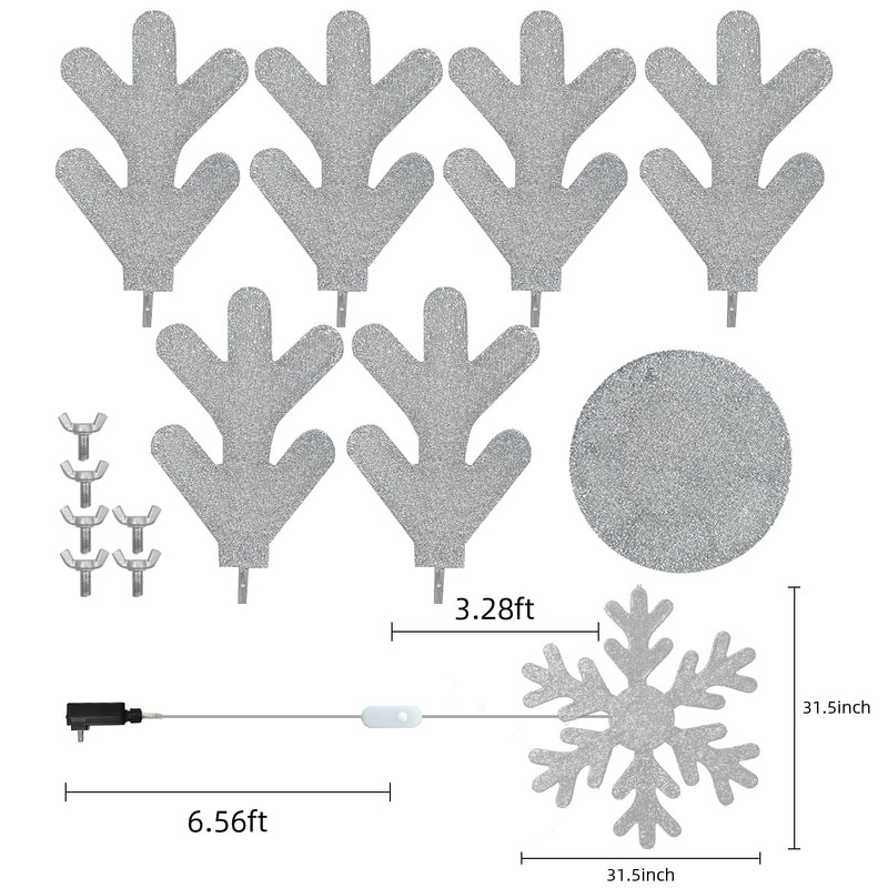 Popotan Smart 31-in Hanging Snowflake Hanging Decoration with Color Changing
