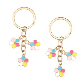 KHGUZ Flower Car Keychains, 2PCS Charms Enameled Vehicle Key Ring Pendant for Purse, Universal Automotive Keyring Accessories (Multicolor)