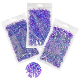 qiipii 16000PCS Dark Purple AB Resin Rhinestones for Crafting 3mm 4mm 5mm Violet Jelly Stones Bulk SS10 SS16 SS20 Diamonds Crystals Gems Charms Supplies for Nails Face Makeup Tumblers Bottles Crafts