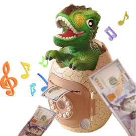 Dino Ei Dinosaurier Spardose Kinder Jungen Sparschwein Groß XXL Passwortschutz mit Kinderlieder und Englische Muster, Dinosaurier Spielzeug ab 3 4 5 6 7 8 Jahre Einschulung Geburtstag Geschenk Junge