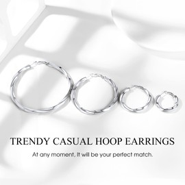 Bestyle Hypoallergenic Stainless Steel Tiny Twisted Hoop Earrings Small, Hallow Lightweight Novel Helix Hoop Earrings, Birthday Gift Size 30mm, Gift Packaged