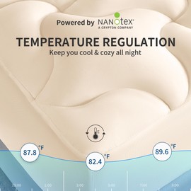 Luxury Mattress Pad, Double Bed Mattress Topper for Bedroom, Guestroom, Breathable & Cooling Mattress Cover with Deep Pocket, Comfortable & Soft (Beige, Queen)