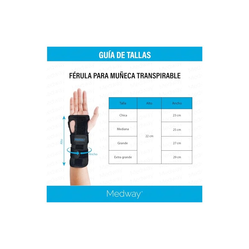 Medway Férula para Muñeca Transpirable Ambidiestra | Soporte Ortopédico Ajustable