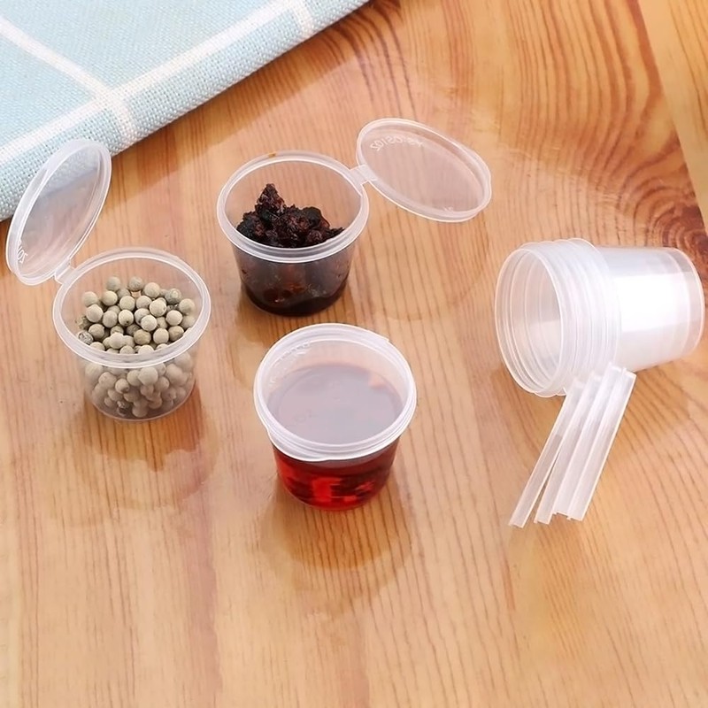 Sauce Pots with Lids, 100 Pcs 1oz / 25ml Plastic