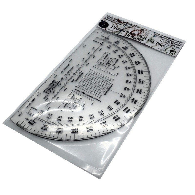 Military Protractor 9 Inch — Degrees & Mils, Meters &