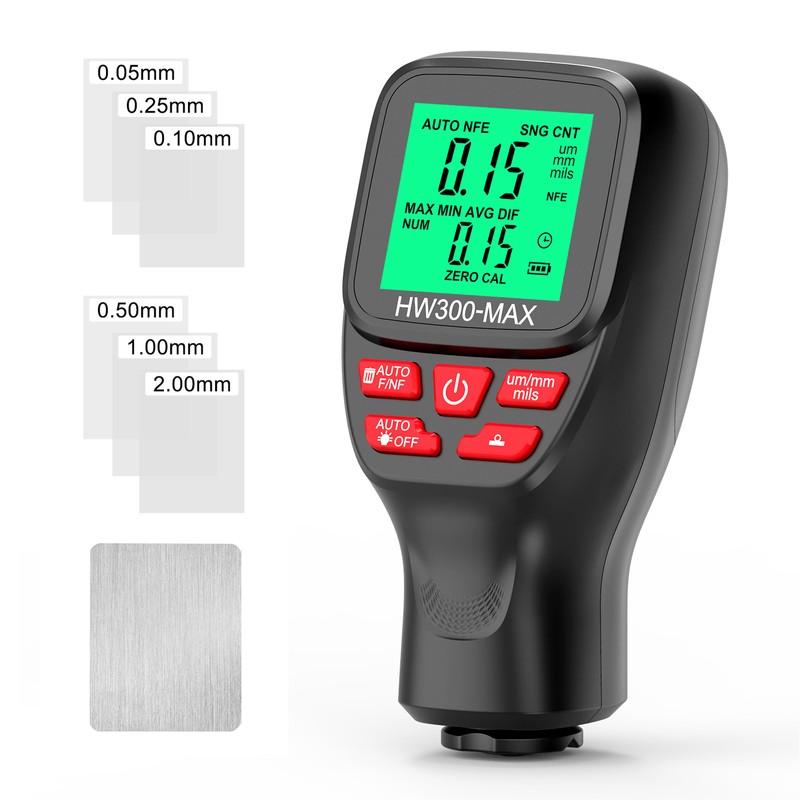 Paint Thickness Meter Gauge 0 To 2000UM Accuracy Auto Power