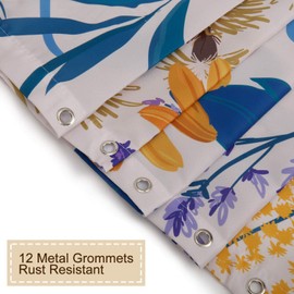 Shower Curtains, Floral Shower Curtains Set with 12 Hooks, Multicolor Florals and Leaves Shower Curtain, Bath Decorative, Waterproof Fabric Bathroom Curtain, 72''W x 72''H