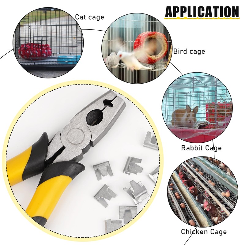 KHEARPSL 1800Pcs Wire Cage Clips and Pliers, Fencing Pliers Rabbit