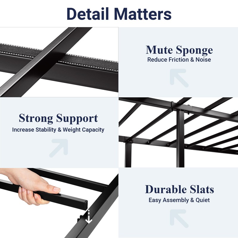 Allewie King Bed Frame with Upholstered Headboard, Chic Diamond Stitched