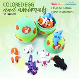Easter Basket Stuffers,Mystery Mini 3D Printed Articulated Animal Figurines Set with Egg,Little Cute Animals Pocket Pet,3D Animals Toys,3D Printed Miniature Figurines Gifts（Unicorn&Rabbit）